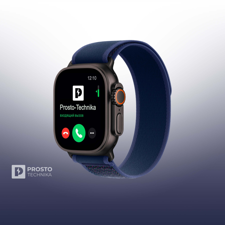 Часы Apple Watch Ultra 2, 49 мм, титан чёрного цвета, ремешок Trail синего цвета (2024) M/L